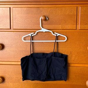 Black tank top with spaghetti straps